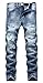 NITAGUT Men's Ripped Slim Fit Tapered Leg Jeans Ripped Blue-US 30