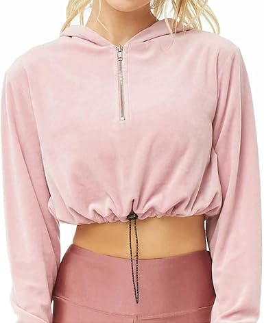 drawstring hem crop hoodie