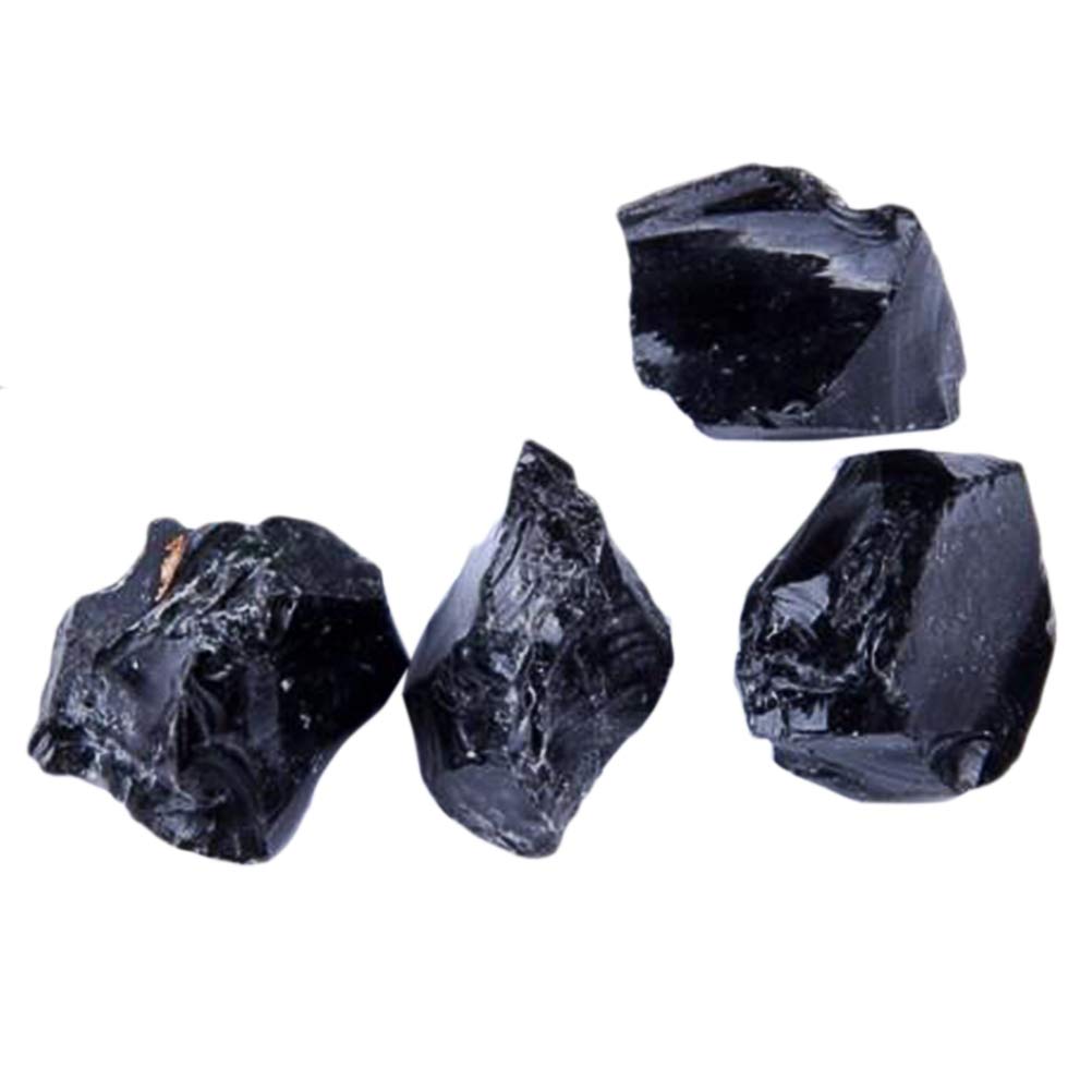 juanxian 1pc Natural Raw Black Obsidian Quartz Stones Rough Rock Crystals W3621