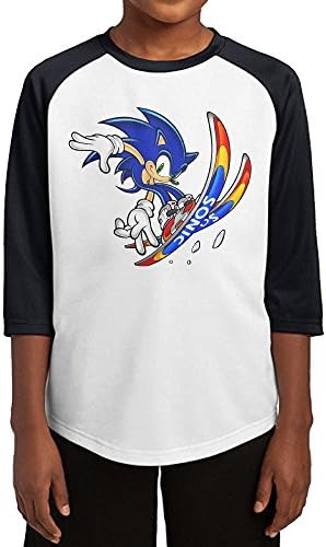 Kra8er Sonic Hedgehog Youth Boys Girls 3/4 Sleeve Raglan Baseball T Shirt 100% Cotton