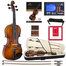 Cecilio CVN-320L Solidwood Ebony Fitted Left-Handed Violin with D'Addario Prelude Strings, Size 4/4 (Full Size)
