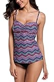 BeautyIn Women's Tankini Set Tribal Swimsuit with Bottom Two Piece Bathing Suit