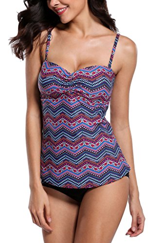 BeautyIn Women's Tankini Set Tribal Swimsuit with Bottom Two Piece Bathing Suit