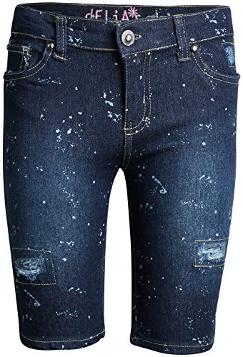 dELiAs Girls Soft Stretch Denim Bermuda Style Shorts (2 Pack), Paint Splatter, Size 14