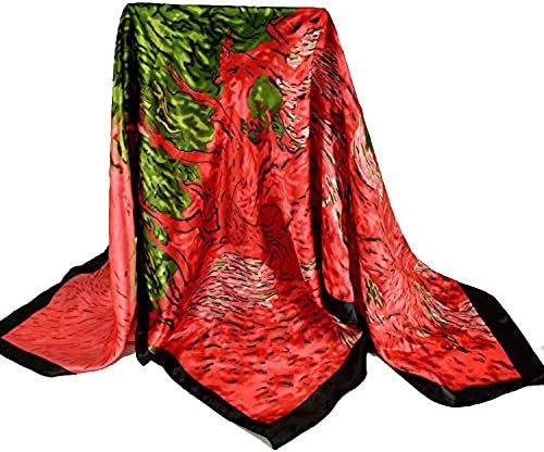 Women Oil Painting Neckerchief Multicolored Big Square Hair Scarf