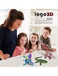 Bolígrafo 3D   Iogo Sketcher 3D con 0.069 in + filamentos ABS, control de temperatura y velocidad, regalo perfecto para niños y adultos.