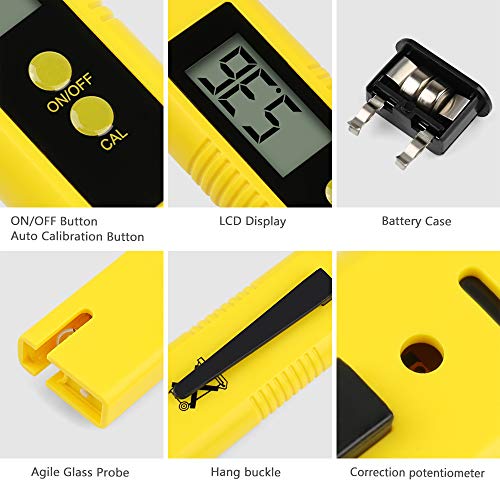 Alysontech Digital pH Meter, Water PH Test Meter with 0.0014.00ph
