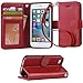 Arae Case for iPhone SE / iPhone 5s, Premium PU Leather Wallet case [Wrist Strap] Flip Folio [Kickstand Feature] with ID&Credit Card Pockets for iPhone SE / 5S / 5 - wine red