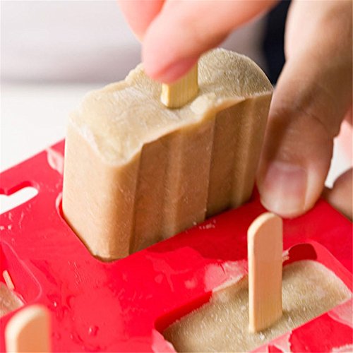 10-Cavity Frozen Ice Cream Pop Mold Silicone Popsicle Maker Lolly Mould with Cover Lid +12 Sticks - Thumbnail 7