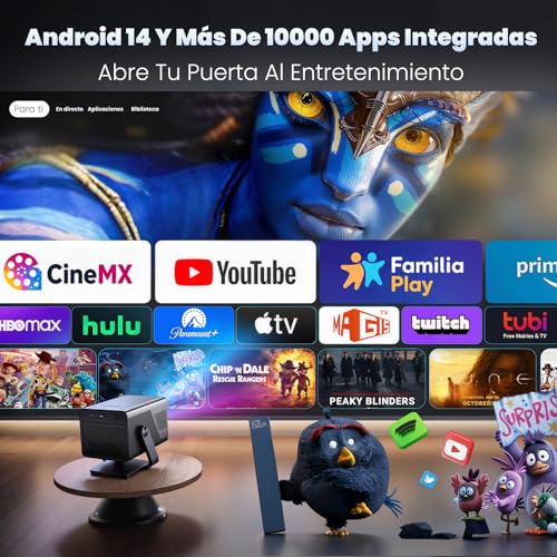 VUEKIME 2026 X7 Proyector Portátil 4K con Android 14, 1200 ANSI, WiFi 6 y Bluetooth 5.4, Proyector Smart 1080P Nativo con Auto Focus, Corrección Trapezoidal, Soporte 180°, HDMI ARC, Pantalla 50”-300”