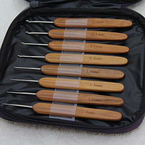 Xigeapg Mixed Aluminum Handle Crochet Hooks Kit Bamboo Knitting Knit Needles Weave Yarn 2 Set 42 PCS with Case - Thumbnail 3