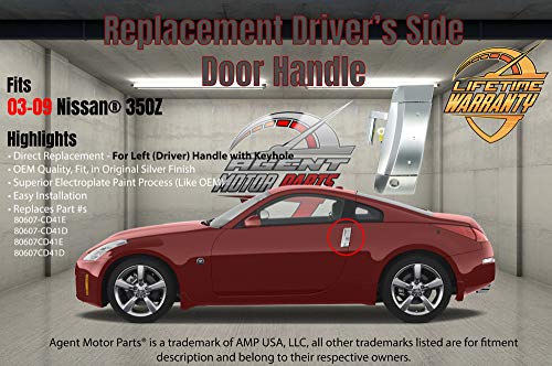 Replacement Exterior [Driver's] Door Handle - For Fits Nissan 350z 2003, 2004, 2005, 2006, 2007, 2008, 2009 - Left Driver's Side - Year Models 03, 04, 05, 06, 07, 08, 09 Replaces OE Part# 80607-CD41E