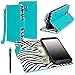 Samsung Galaxy S5 SPORT Case - E LV Deluxe PU Leather Wallet Flip Case with Zebra Print Interior for Galaxy S5 SPORT and 1 Stylus (Blue)