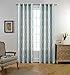 MIUCO Moroccan Embroidered Semi Sheer Curtains Linen Look Grommet Window Curtains for Bedroom 52 x 95 Inch 2 Panels, Sea Foam