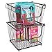 mDesign Stackable Metal Basket for Kitchen Storage - Large Wire Farmhouse Bin Basket w/Handles for Pantry - Stacking Wire Basket Organizer for Food, Drinks - Hyde Collection, 6 Pack, Bronze