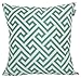 ACCENTHOME Printed Pillow Covers Set of 4 - Decorative Square Throw Pillow Cover, Indoor & Outdoor Cotton Cushion Cases, Geometric Design Teal Pillowcases for Home Sofa - Bed - Couch 18 x 18 Inch