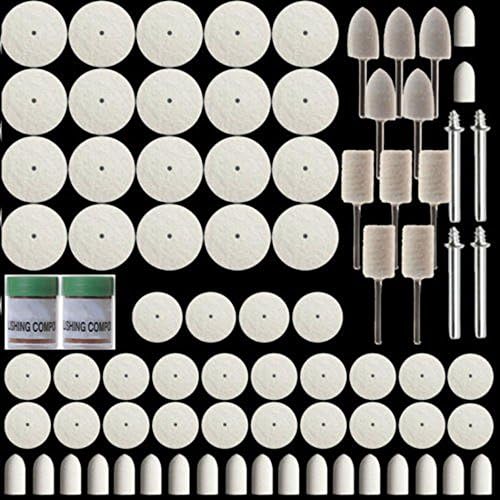 Rotary Tools 80Pcs Soft Felt Polishing Buffing Burr Wheel Kit for Dremel Rotary Tools 1/8"