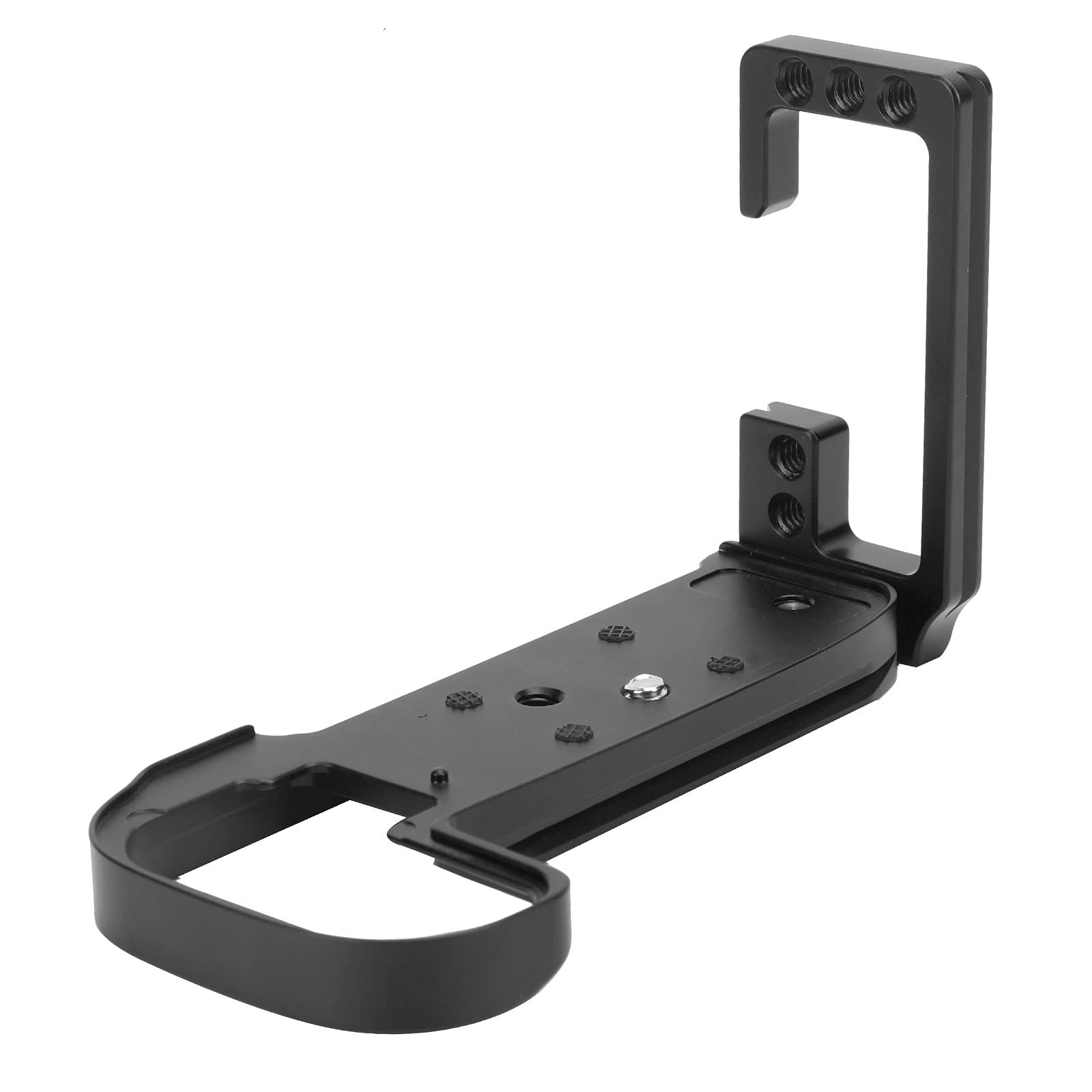 Goshyda Camera L Shaped Quick Release QR Plate, Durable L L Type Vertical Mount Bracket Lightweight Hollow Design Camera Vertical Grip with 1/4 Expansion Hole, for Canon R5(black)