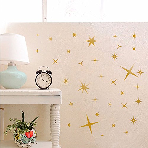 TOARTi DCTOP Sparkle Star Wall Decal Gold Stars Wall Stickers Removable
