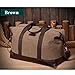 Sunshinejing Women Canvas Weekender Travel Tote Overnight Duffel Bag PU Trim Carry on Bags (Brown)