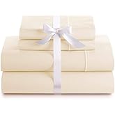 Minor Monkey 100% Egyptian Cotton King Size Sheets - 1000 Thread Count 4 Piece Bedsheet Set Soft Breathable & Cooling Sheets for King Size Bed - Elasticized 16" Deep Pocket Sheet Set (Ivory)