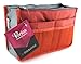 Periea Chelsy Purse Organizer Insert with Handles & 13 Pockets - 3 Sizes (Orange, Large)