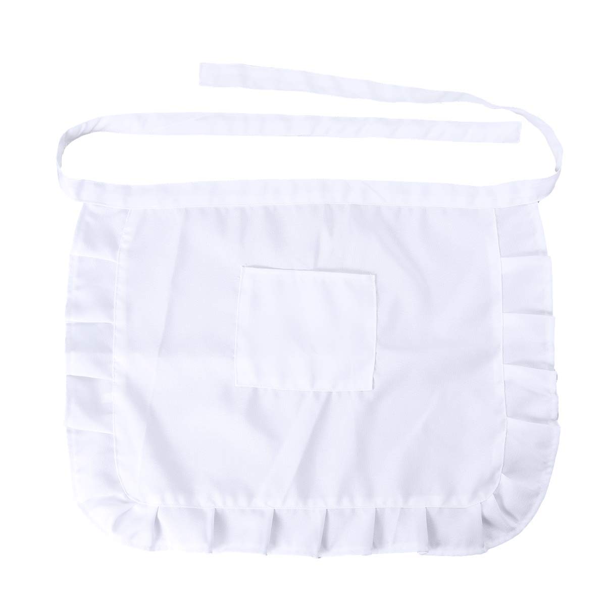 BESTonZON White Lace Half Waist Apron with Pocket, Floral Short Waist Kitchen Apron for Women, Ideal for Cooking, Baking, Cleaning, and Serving