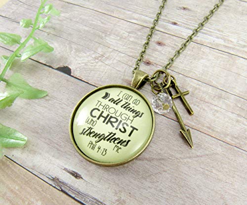 24" I Can Do All Things Faith Inspired Necklace Brave Life Phil 4 13 Quote Mantra Pendant For Women Cross Charm