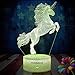 Unicorn Gift 3D Night Light for Kids Christmas Valentines Day Horse Gifts Led 3D Illusion Lamps Birthday Gifts for Girls Home Decor Office Bedroom Party Decorations 7 Color Crackle White Base