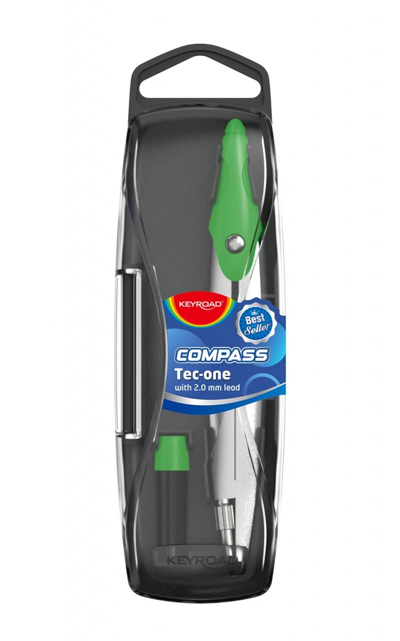 KEYROAD Zirkel/komfortabler Griff/ergonomisches Design/Kunststoffgehäuse/für Schüler/für die Schule/mit zusätzlichen Minen / 3 Farben / 20 Stück pro Packung 3