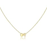 M MOOHAM Valentines Gifts for Kids Her - Heart Initial Necklaces for Women Girls 14K Gold Plated Tiny Heart Necklace Jewelry for Kids Personalized Birthday Gifts for Teen Girls Trendy