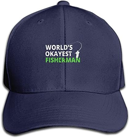 EstherMorrison World's Okayest Fisherman Easy Adjustable Unisex Cute Baseball Hat Polo Style Low Profile Gifts Adults Navy