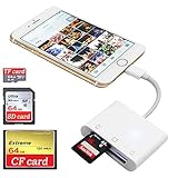 SD CF Card Reader for iPhone iPad iPad pro Camera SD Reader Adapter Memory Card Reader Adapter Digital Camera Reader for iPhone Xs Max/Xs/X/8 Plus/8/7 Plus/7/iPad Mini/Air No App Require