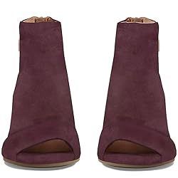 MOOMMO Women Open Toe Booties Sandals Heel Winered