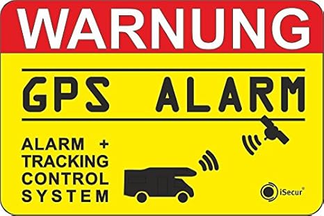easydruck24de 2er Set Hinweis-Aufkleber GPS Alarm, Tracking System | hin_005 | 6x4cm außenklebend | iSecur | Achtung Warnung 