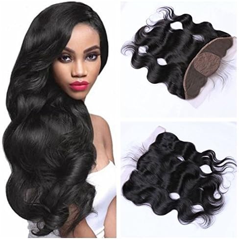 Derun Hair Beauty Natural Black Color 14" Inch Virgin Human Hair Size 13"x4" Body Wave ear to ear silk base lace Frontal closure