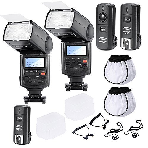 Neewer Professional Speedlite E-TTLHigh-Speed Sync Flash Kit for CANON Rebel T4i T3i T3 XS T2i T1i Xsi Xti, EOS 650D 600D 1100D 1000D 550D 500D 450D 400D 5D Mark III 5D Mark II 7D 60D 50D 40D 30D DSLR Cameras, Includes: 2 Neewer Pro E-TTL Auto-Focus