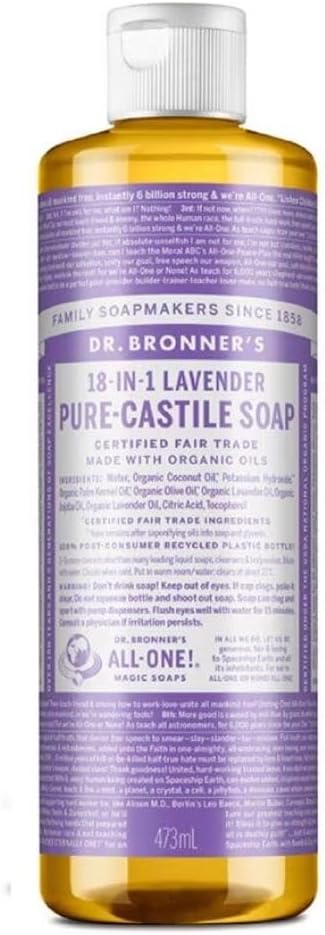 Dr. Bronner's Lavender Pure-Castile Liquid Soap 475ml Organic Oils