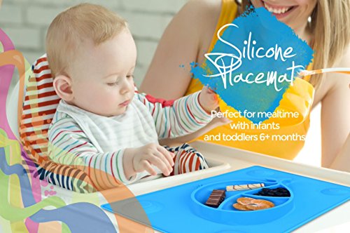 image for KiddyByte Children Silicone Placemat With Suction Cups for Maximum Hol