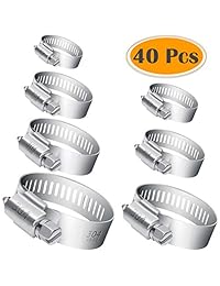 Selizo 40 abrazaderas de manguera que incluyen 7 tamaños de abrazaderas de tubo ajustables de acero inoxidable 304.