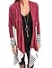 joyliveCY Women's Open Front Cardigan Drape Tops Strip Blouse Loose Outwear Wine Red XL