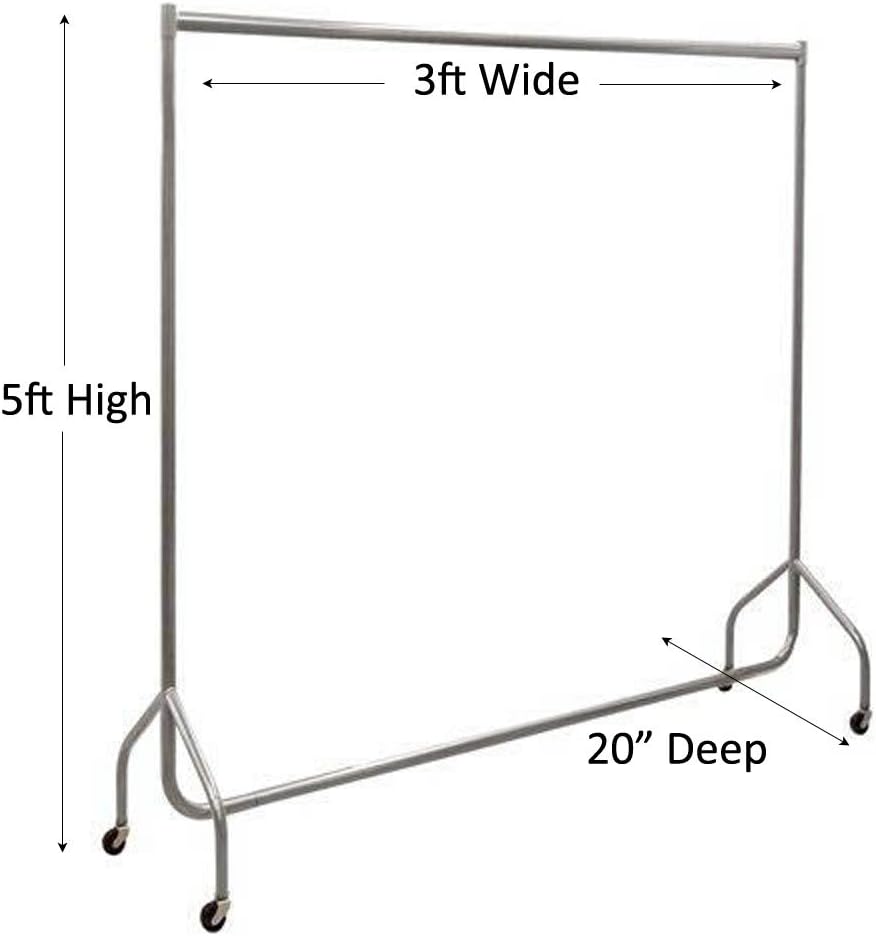 The Shopfitting Shop HEAVY DUTY SILVER GREY Clothes Rail 3ft Long x 5ft High Garment Storage Rack 32mm Steel Tube
