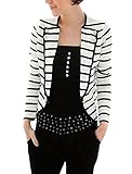 Allegra K Women Notched Lapel Horizontal Striped Casual Light Blazer Jacket