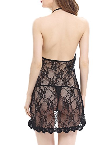Aoymay-Womens-Sexy-Lingerie-Lace-Babydoll-Split-Design-Nightwear-Halter-Lingerie-Set