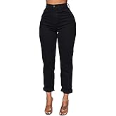 SheKiss 2026 Womens High Waist Denim Jeans Shaping Legs Distressed Boot Cut Ripped Trendy Cropped Cargo Skinny Stretch Pants