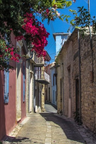 Village Street in Lefkara Cyprus Journal: 150 page lined notebook/diary by Cool Image