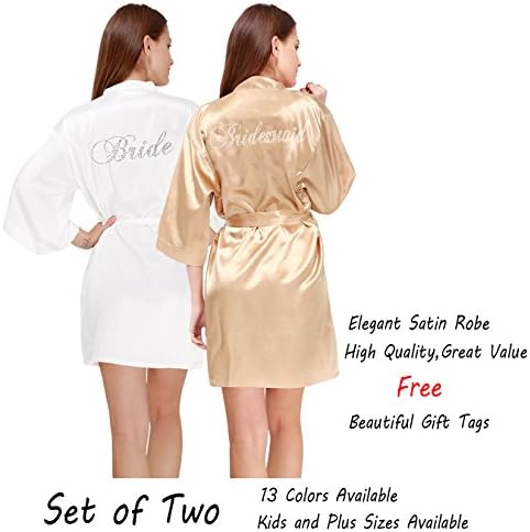 Handmade Robes Solid Colored hot Drill Bridal, Bridesmaid Party Wedding Kimono Suit
