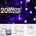 LIDORE Micro LED 20 Purple String Lights with Timer, Battery Operated on 7.87ft Long Silver Color Ultra Thin Copper Wire