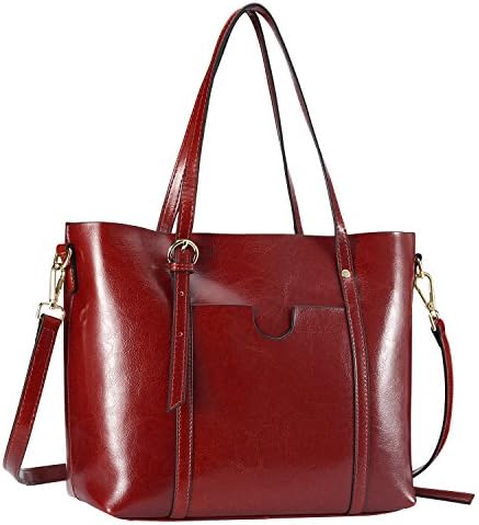 Women's Tote Bag, Bagerly Leather Tote Purse Top-zip Handbags Large Shoulder Bag Top Handle Satchel Handbags (Wine Red)