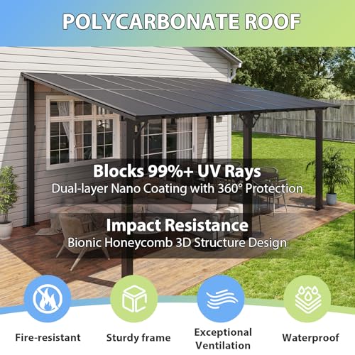 Aoxun 16'x10' Wall-Mounted Gazebo Review: Lean-to Patio Cover with Polycarbonate Roof image 14
